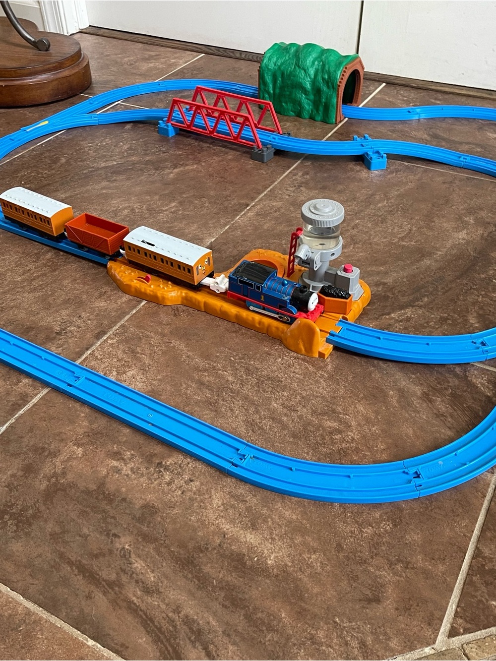Thomas & Friends Blue Track Set with Orange Base, Red Bridge, Green Tunnel